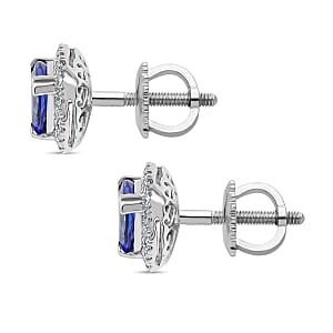 Certified & Appraised Rhapsody 950 Platinum AAAA Tanzanite, Diamond (E-F, VS) Earrings (Del. in 10-15 Days) 1.46 ctw