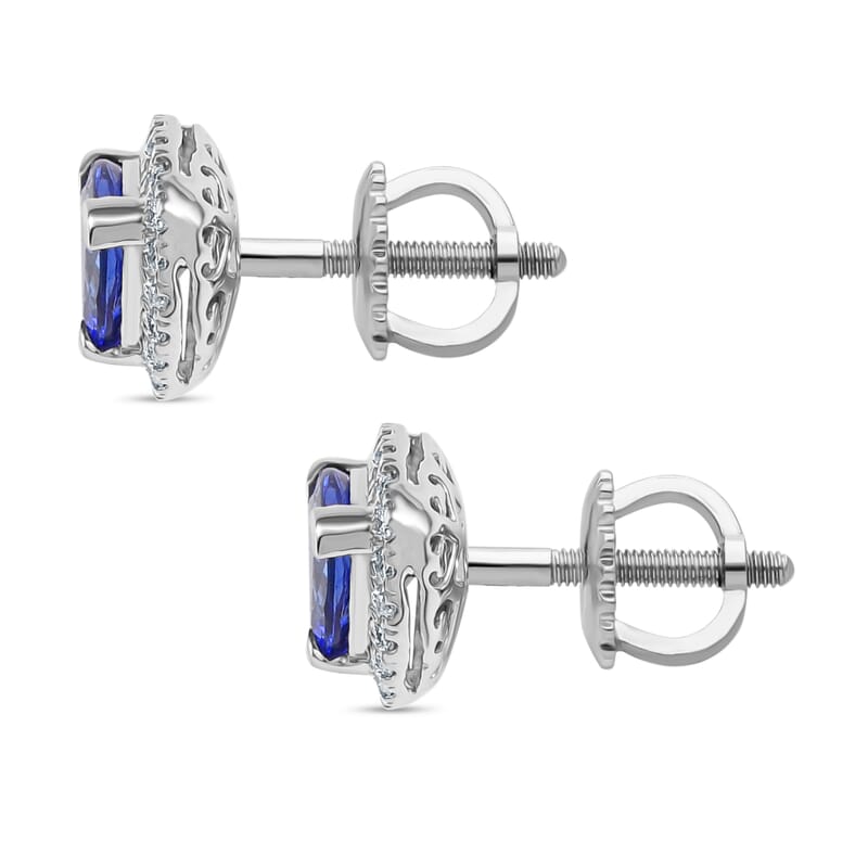Certified & Appraised Rhapsody 950 Platinum AAAA Tanzanite, Diamond (E-F, VS) Earrings (Ship in 10-15 Days) 1.46 ctw
