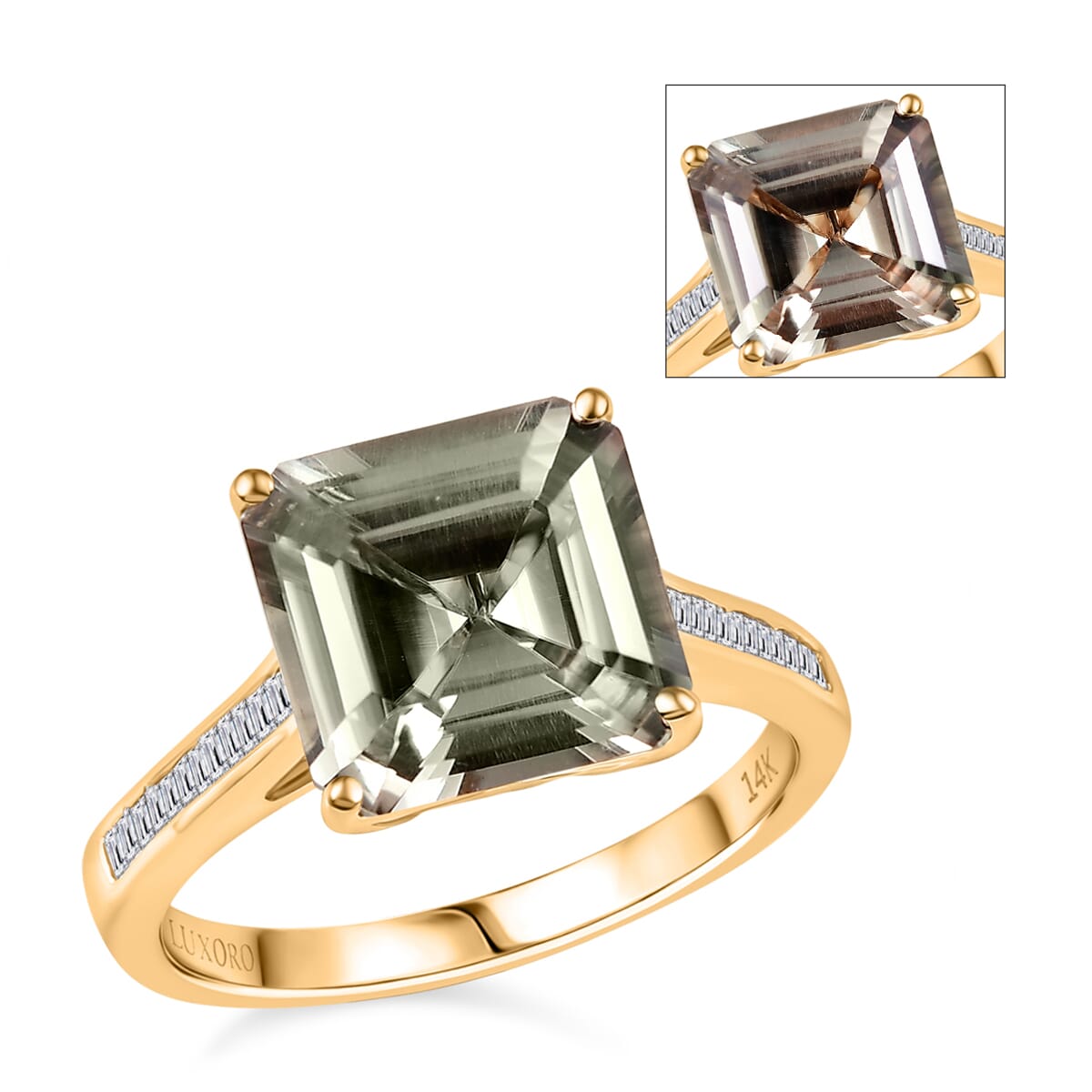 Certified & Appraised Luxoro AAA Turkizite and G-H I2 Diamond Ring in 14K Yellow Gold (Size 10.0) 5.25 ctw (Del. in 10-15 Days) image number 0