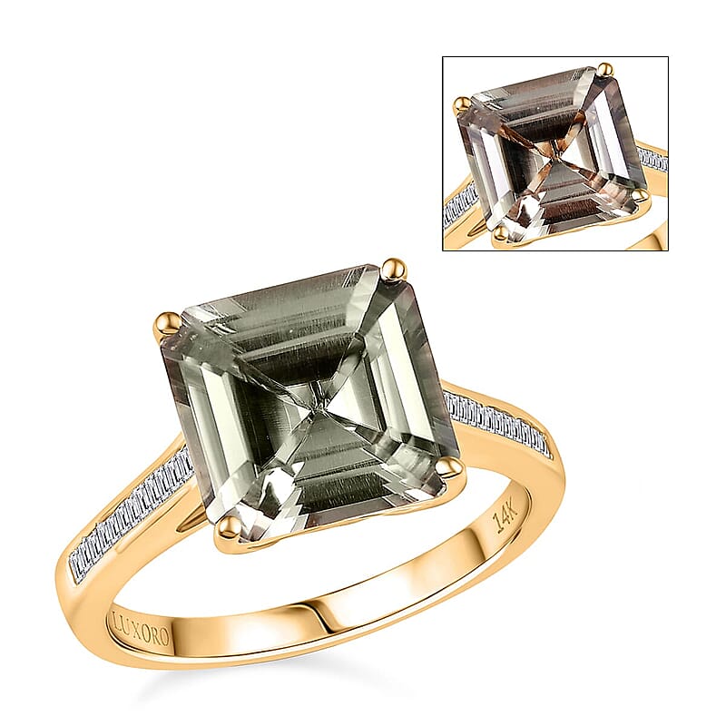 Certified & Appraised Luxoro 14K Yellow Gold AAA Turkizite and Diamond (G-H, I2) Ring (Size 5.0) 5.25 ctw
