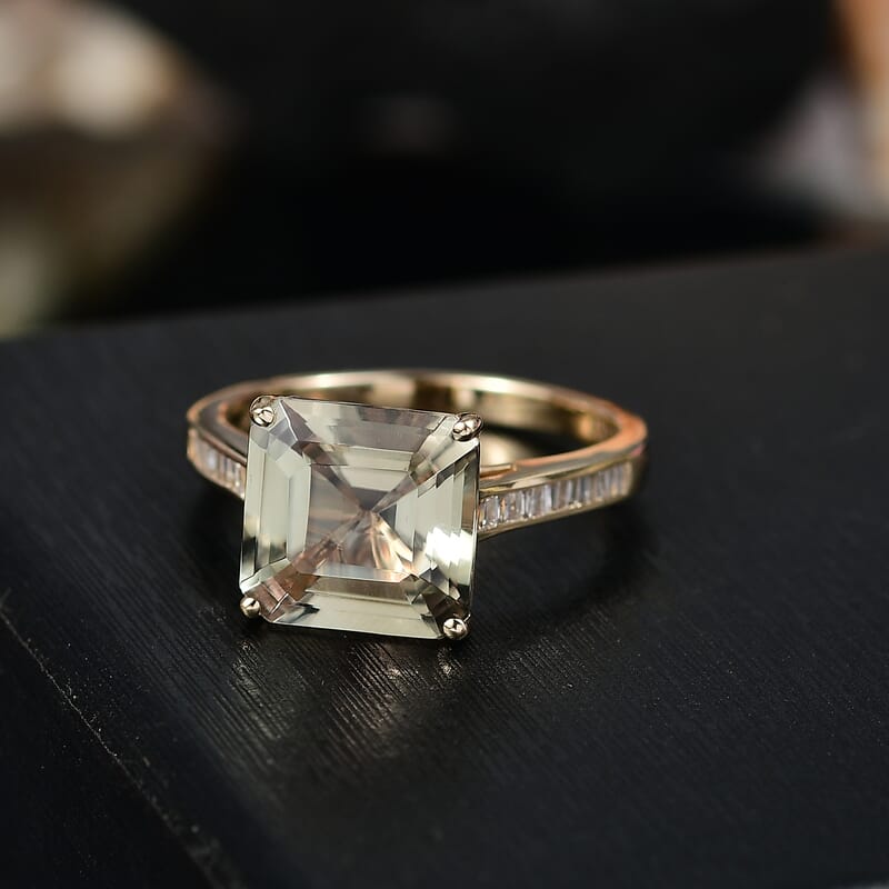 Certified & Appraised Luxoro AAA Turkizite and G-H I2 Diamond Ring in 14K Yellow Gold (Size 8.0) 5.25 ctw