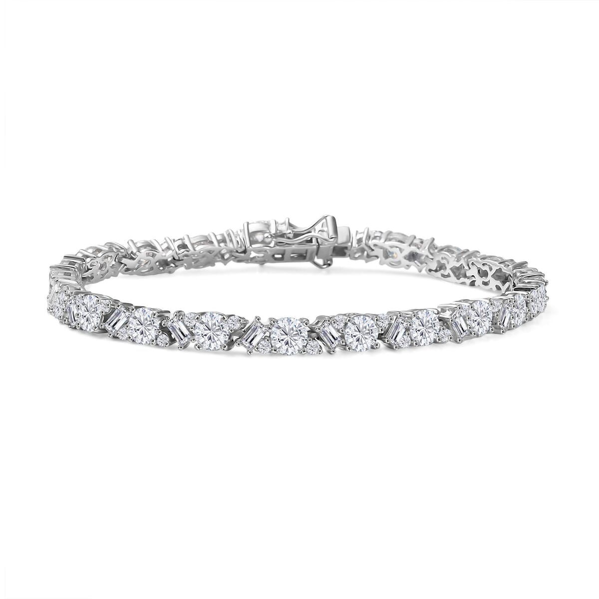 D'Joy Moissanite 13.10 ctw Stars and Constellations Bracelet in Rhodium Over Sterling Silver (8.00 In) image number 0
