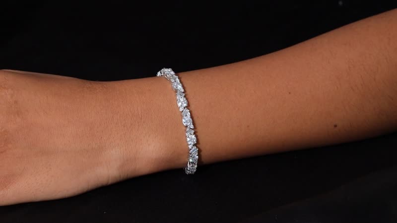 D'Joy Moissanite 13.10 ctw Bracelet in Rhodium Over Sterling Silver (8.00 In)