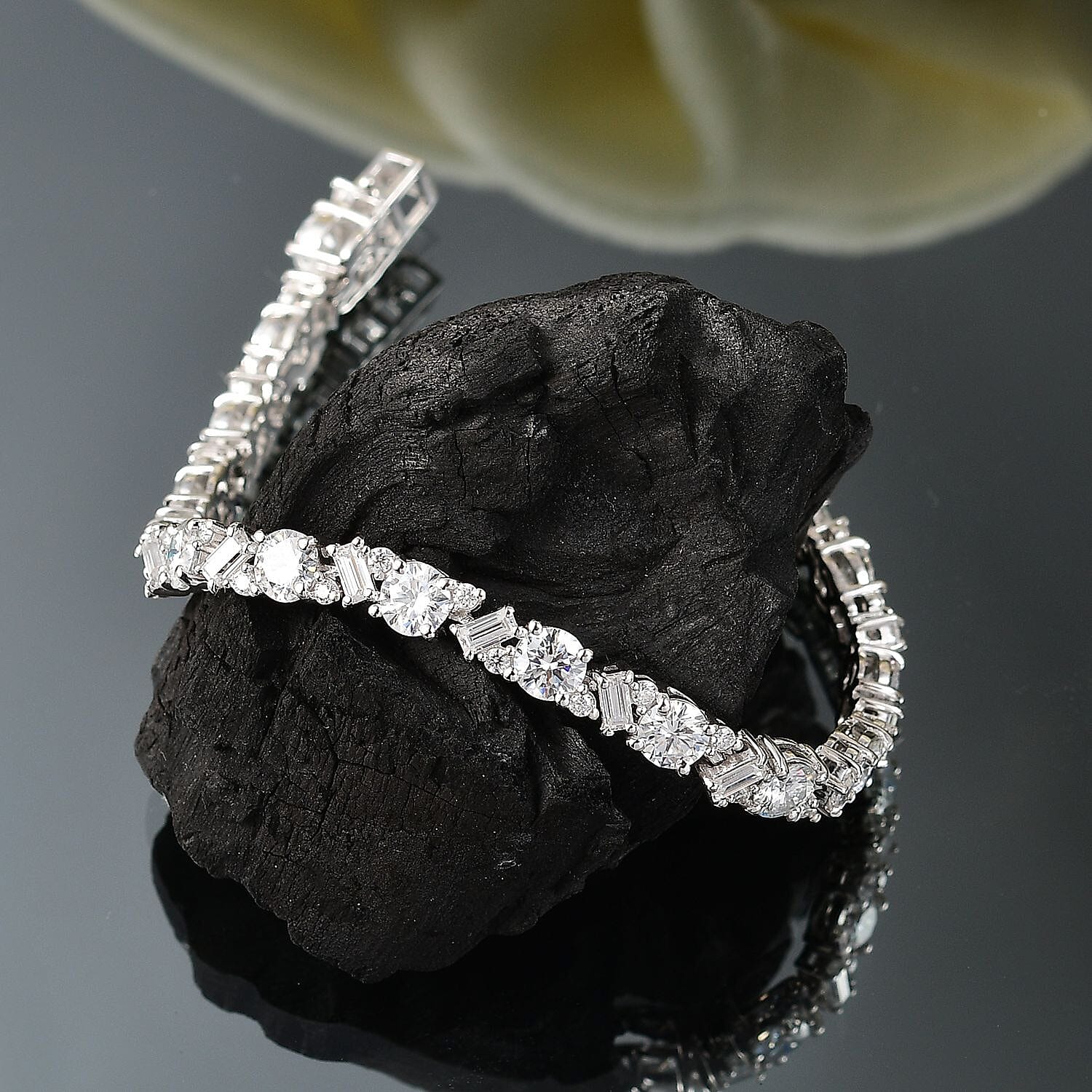 D'Joy Moissanite 13.10 ctw Stars and Constellations Bracelet in Rhodium Over Sterling Silver (8.00 In)