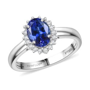 Certified & Appraised Rhapsody AAAA Tanzanite and Diamond E-F VS 1.70 ctw Sunburst Ring in 950 Platinum (Size 10.0) 5.50 Grams (Del. in 10-15 Days)