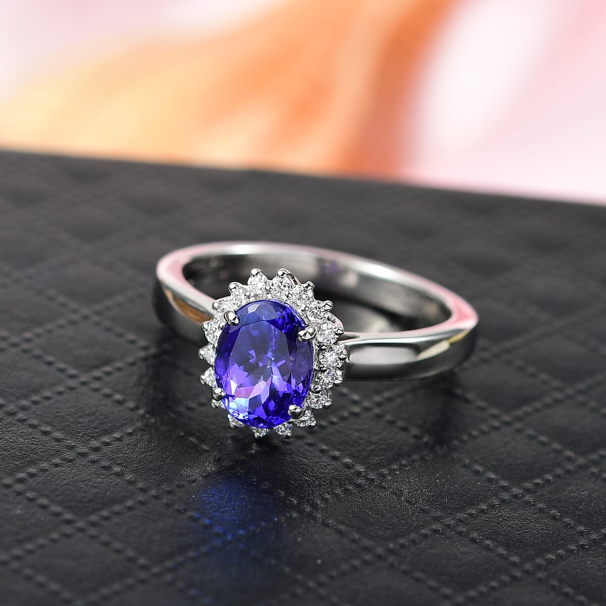 Certified & Appraised Rhapsody AAAA Tanzanite and Diamond E-F VS 1.70 ctw Sunburst Ring in 950 Platinum (Size 10.0) 5.50 Grams (Del. in 10-15 Days) image number 1