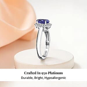 Certified & Appraised Rhapsody 950 Platinum AAAA Tanzanite, Diamond (E-F, VS) Sunburst Ring (Size 10.0) (5.50 g) (Del. in 10-15 Days) 1.70 ctw