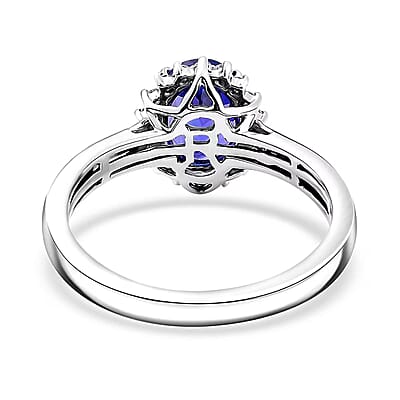Certified & Appraised Rhapsody AAAA Tanzanite and Diamond E-F VS 1.70 ctw Sunburst Ring in 950 Platinum (Size 10.0) 5.50 Grams