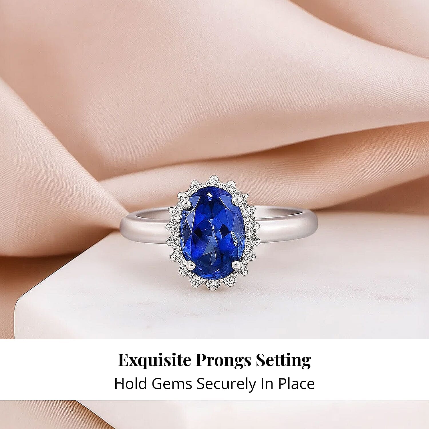 Certified & Appraised Rhapsody AAAA Tanzanite and Diamond E-F VS 1.70 ctw Sunburst Ring in 950 Platinum (Size 9.0) 5.50 Grams
