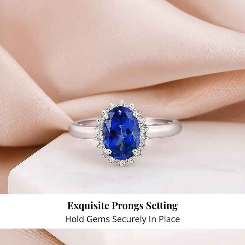 Certified & Appraised Rhapsody AAAA Tanzanite and Diamond E-F VS 1.70 ctw Sunburst Ring in 950 Platinum (Size 9.0) 5.50 Grams