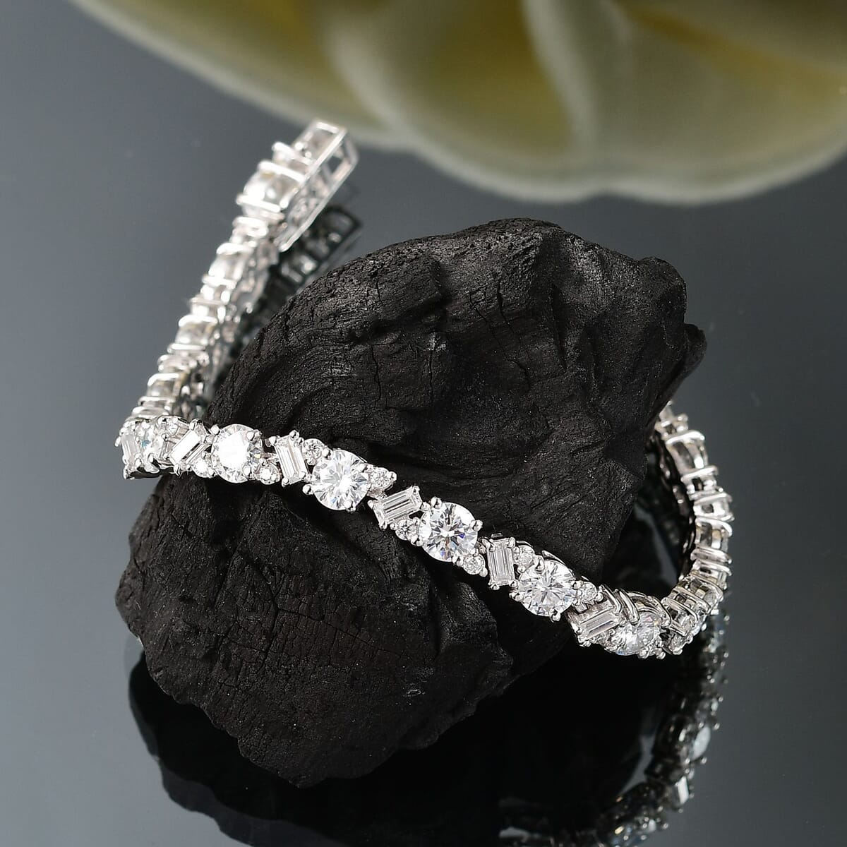 D'Joy Moissanite 10.50 ctw Stars and Constellations Bracelet in Rhodium Over Sterling Silver (6.50 In) image number 1