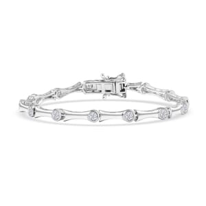 Karis White Zircon 2.10 ctw Bamboo Bracelet in Platinum Bond (6.50 In)