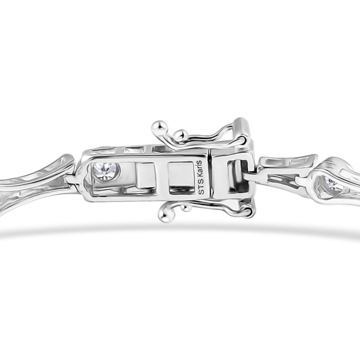 Karis White Zircon 2.10 ctw Bamboo Bracelet in Platinum Bond (6.50 In) image number 3