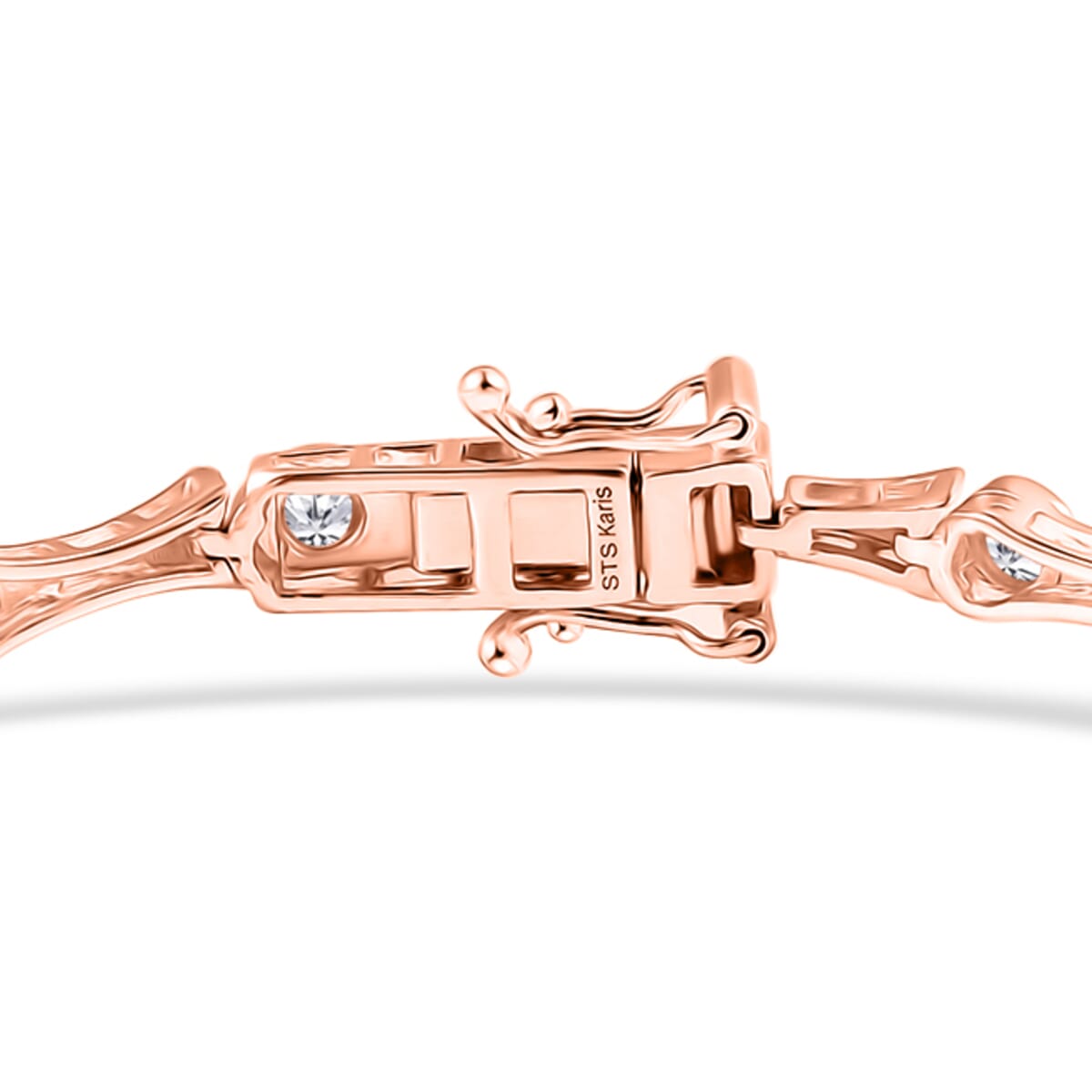 Karis White Zircon 2.10 ctw Bamboo Bracelet in 18K RG Plated (6.50 In) image number 3