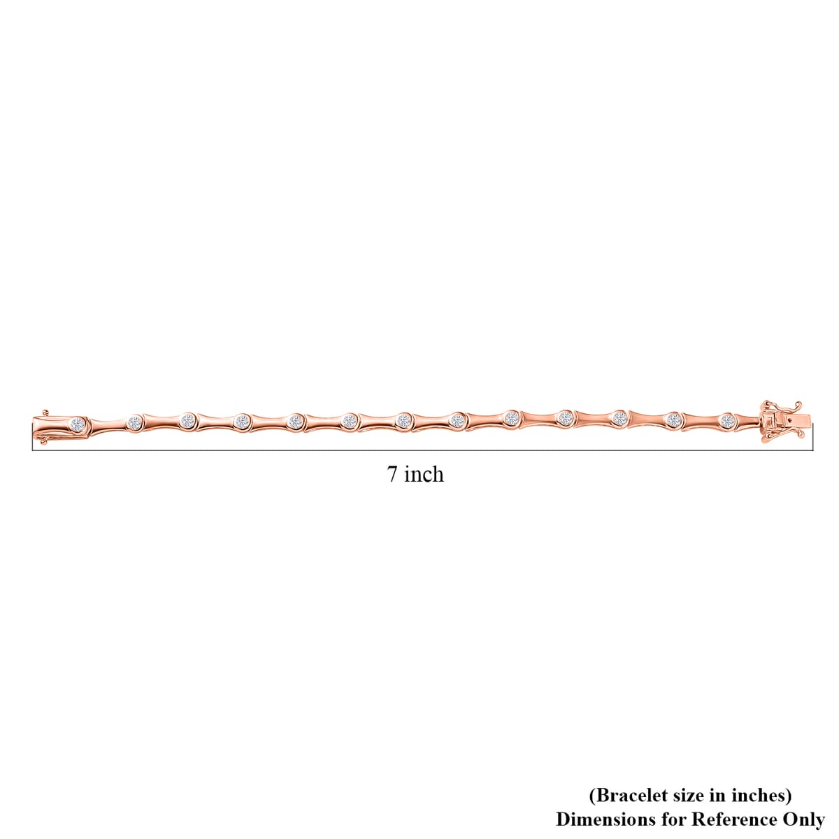 Karis White Zircon 2.10 ctw Bamboo Bracelet in 18K RG Plated (6.50 In) image number 4