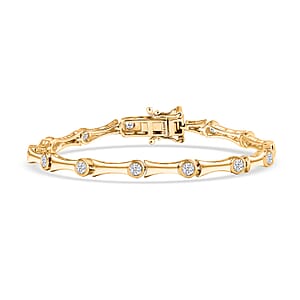 Karis White Zircon 2.10 ctw Bamboo Bracelet in 18K YG Plated (6.50 In)