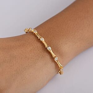 Karis White Zircon 2.10 ctw Bamboo Bracelet in 18K YG Plated (6.50 In)