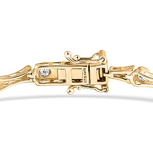 Karis White Zircon 2.10 ctw Bamboo Bracelet in 18K YG Plated (6.50 In)