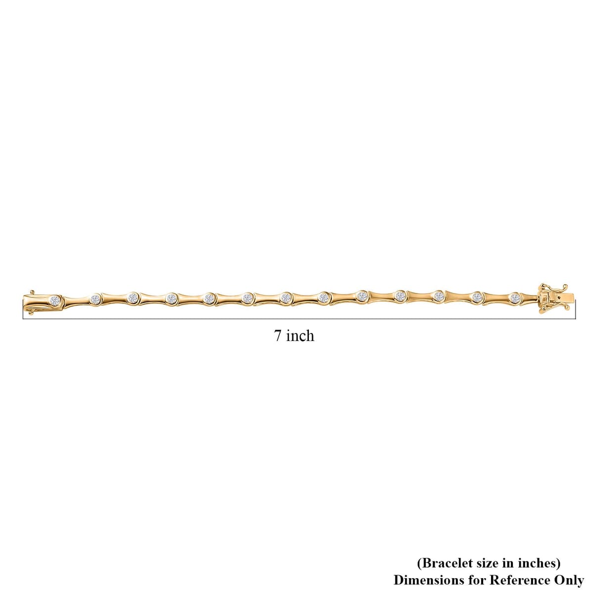 Karis White Zircon 2.10 ctw Bamboo Bracelet in 18K YG Plated (6.50 In) image number 4
