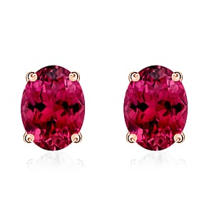 Rhapsody Premium Ouro Fino Rubellite 1.65 ctw Solitaire Stud Earrings in 18K Rose Gold (Del. in 10-12 Days)
