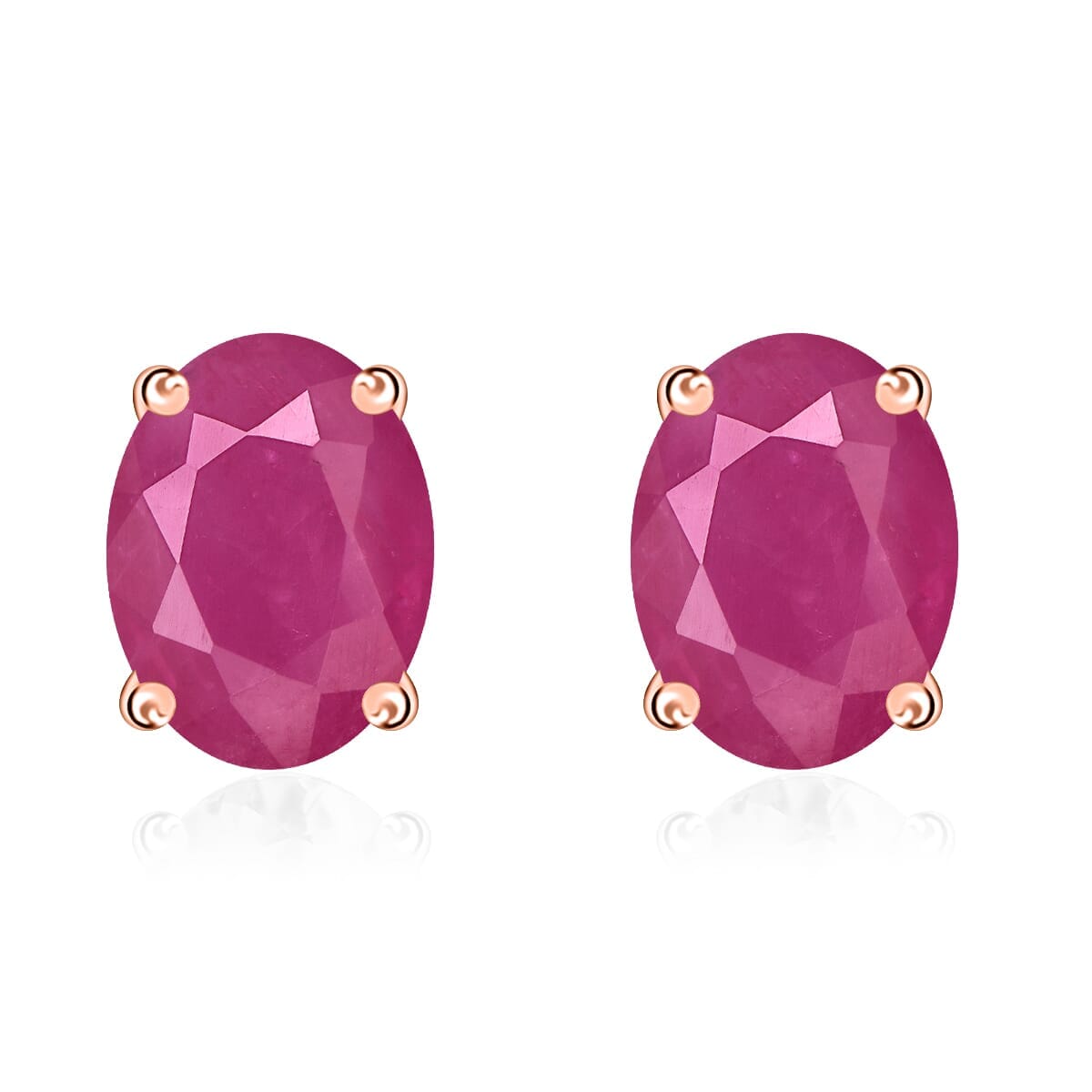 AAAA Mozambique Ruby 2.20 ctw Solitaire Stud Earrings in 18K Rose Gold image number 0