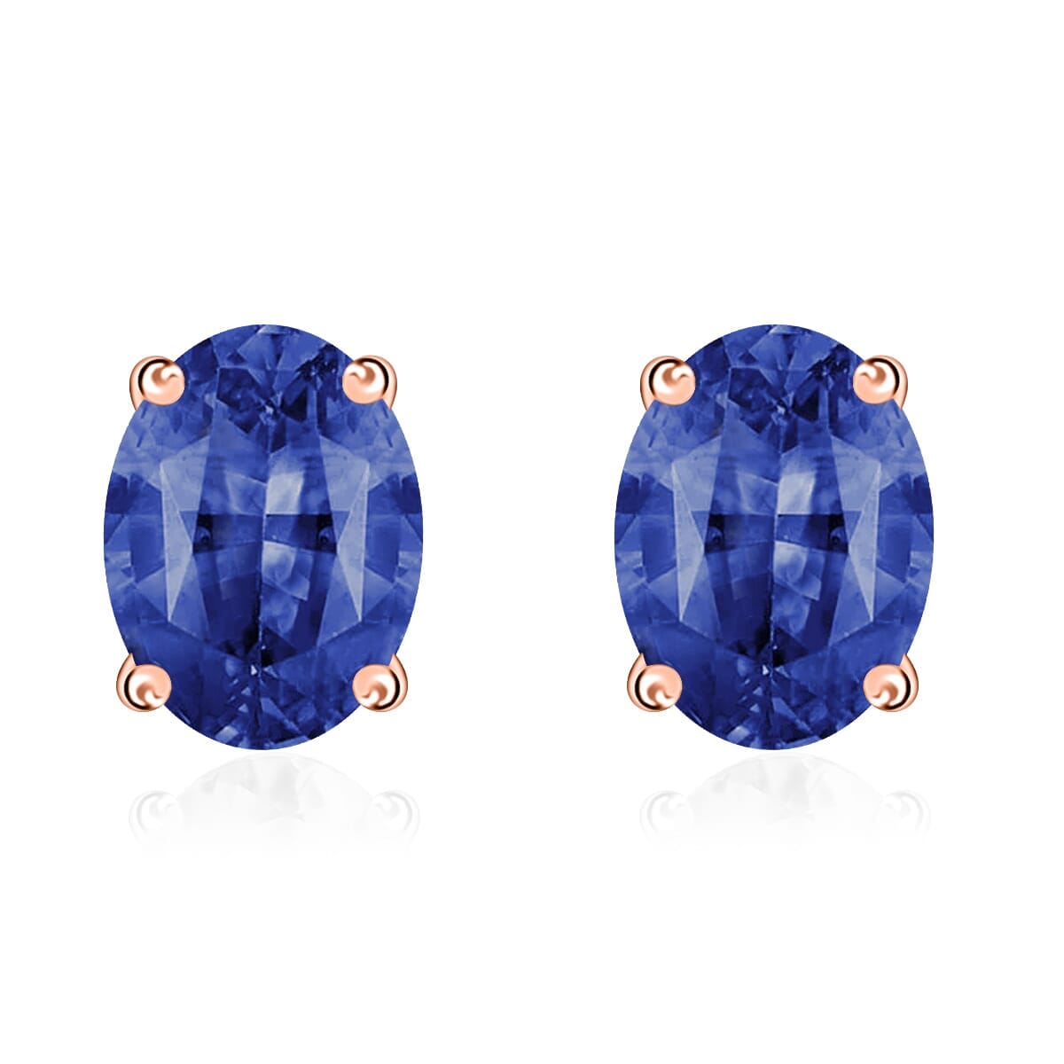 AAAA Ceylon Blue Sapphire Solitaire Stud Earrings in 18K Rose Gold 2.00 ctw image number 0