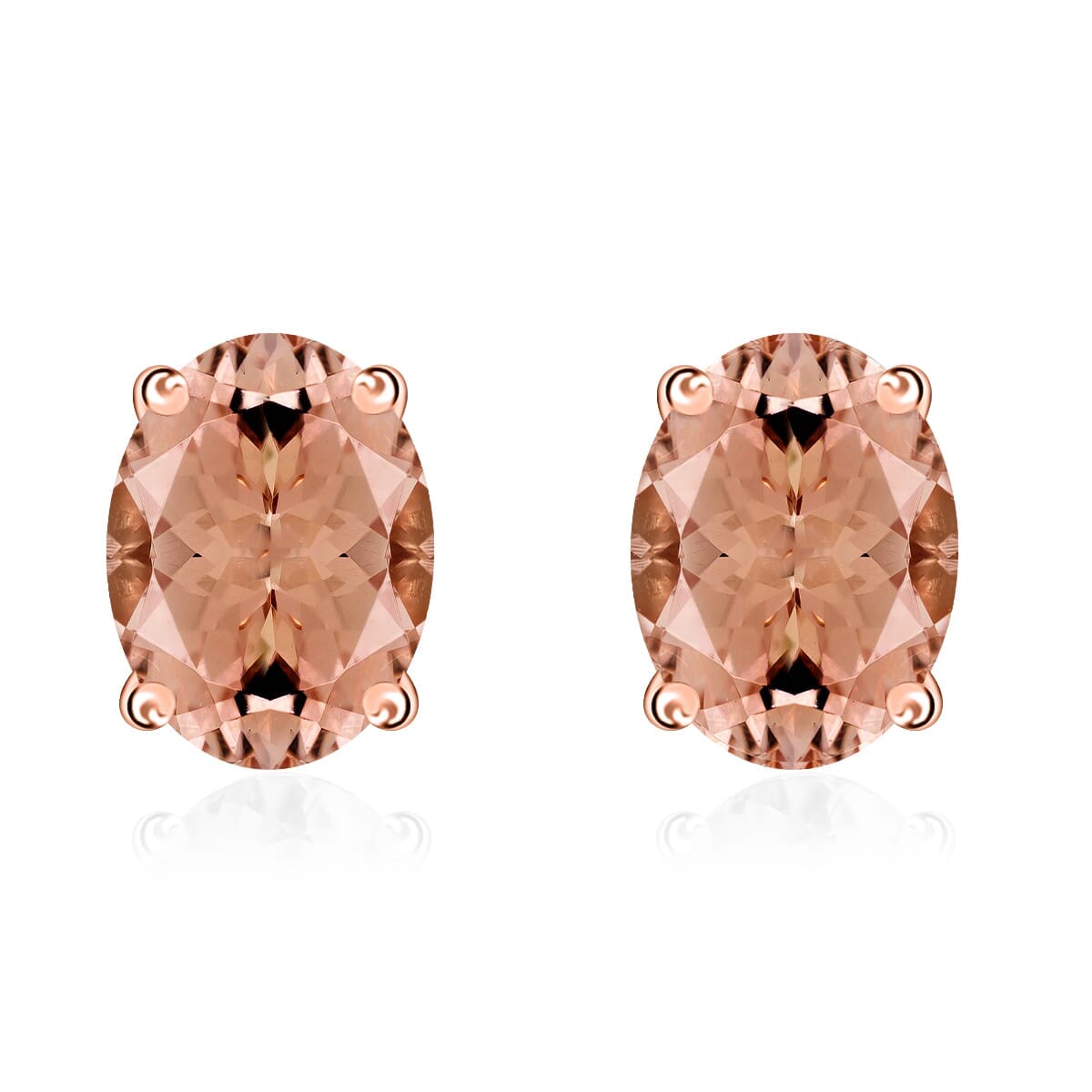 AAAA Pink Morganite Solitaire Stud Earrings in 18K Rose Gold 1.68 ctw image number 0