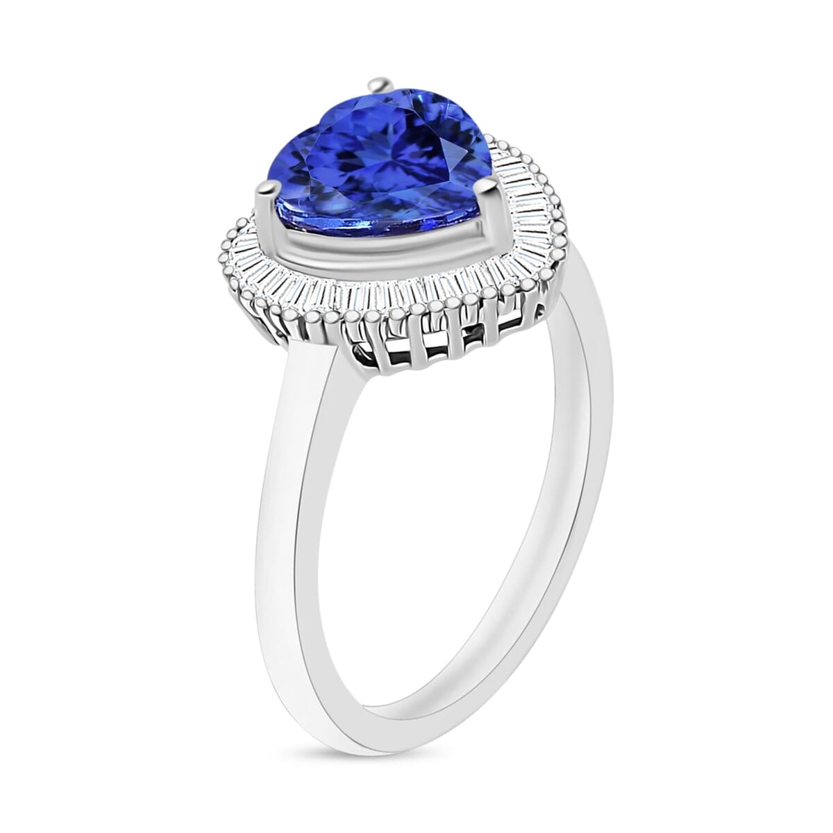 Rhapsody AAAA Tanzanite and E-F VS2 Diamond Heart Ring in 18K White Gold (Size 4.5) 5.70 Grams 2.40 ctw image number 2