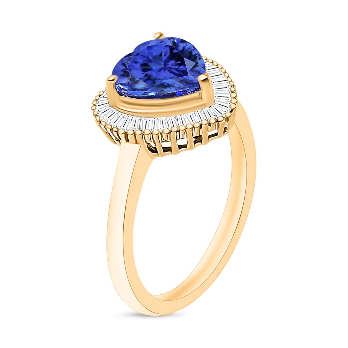 Rhapsody AAAA Tanzanite and E-F VS2 Diamond Heart Ring in 18K Yellow Gold (Size 10.5) 5.70 Grams 2.40 ctw image number 2