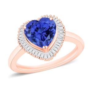 Rhapsody AAAA Tanzanite and E-F VS2 Diamond Heart Ring in 18K Rose Gold (Size 9.5) 5.70 Grams 2.40 ctw