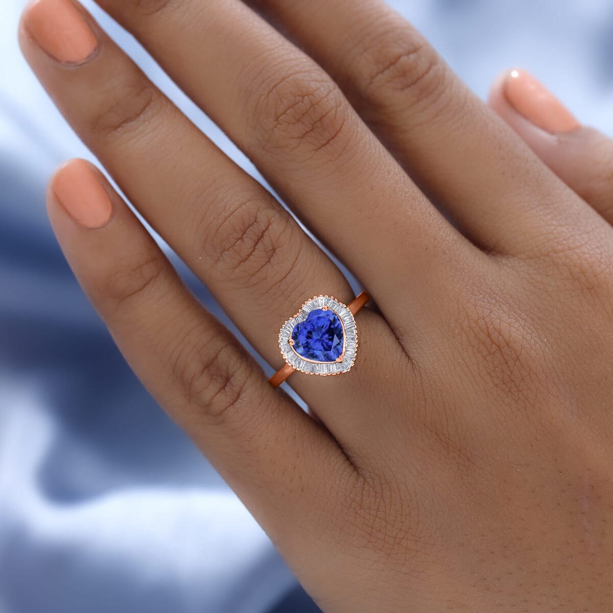 Rhapsody AAAA Tanzanite and E-F VS2 Diamond Heart Ring in 18K Rose Gold (Size 9.5) 5.70 Grams 2.40 ctw image number 1