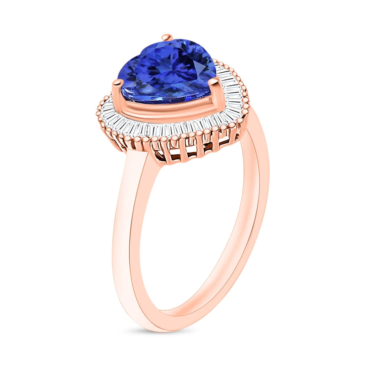Rhapsody AAAA Tanzanite and E-F VS2 Diamond Heart Ring in 18K Rose Gold (Size 9.5) 5.70 Grams 2.40 ctw image number 2