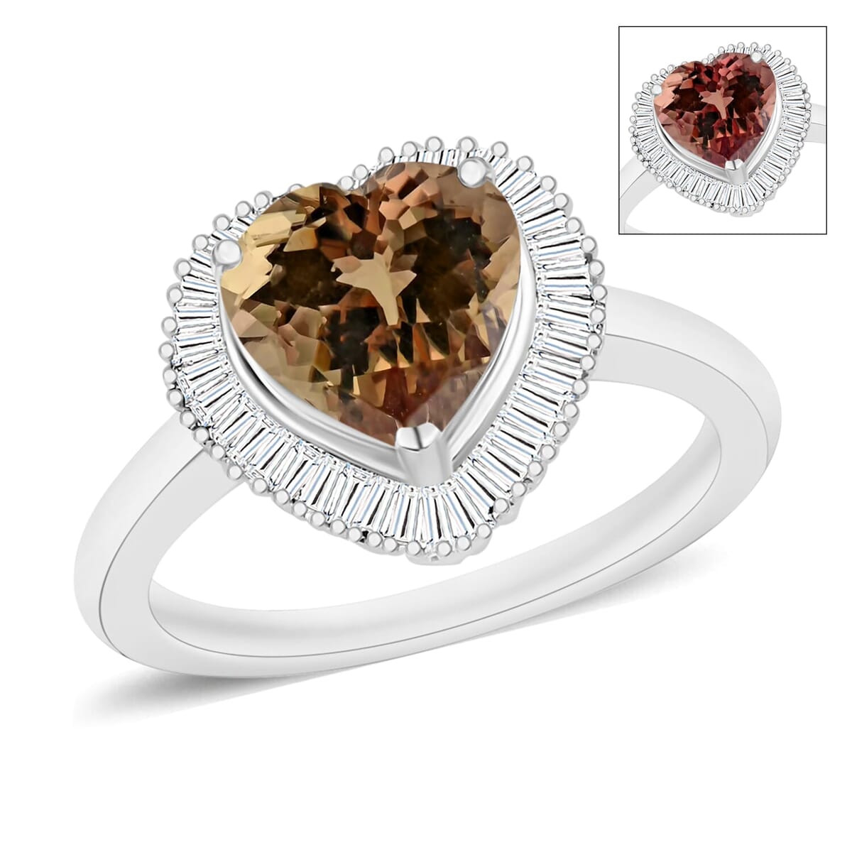Rhapsody AAAA Turkizite and E-F VS2 Diamond Heart Ring in 18K White Gold (Size 6.0) 5.70 Grams 2.40 ctw image number 0