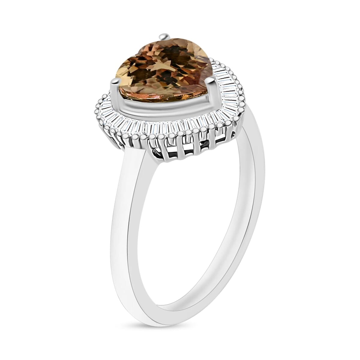 Rhapsody AAAA Turkizite and E-F VS2 Diamond Heart Ring in 18K White Gold (Size 6.0) 5.70 Grams 2.40 ctw image number 2