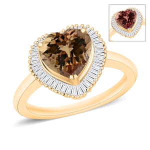 Rhapsody AAAA Turkizite and E-F VS2 Diamond Heart Ring in 18K Yellow Gold (Size 6.5) 5.70 Grams 2.40 ctw