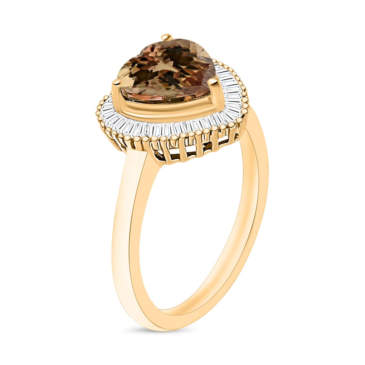 Rhapsody AAAA Turkizite and E-F VS2 Diamond Heart Ring in 18K Yellow Gold (Size 9.0) 5.70 Grams 2.40 ctw image number 2