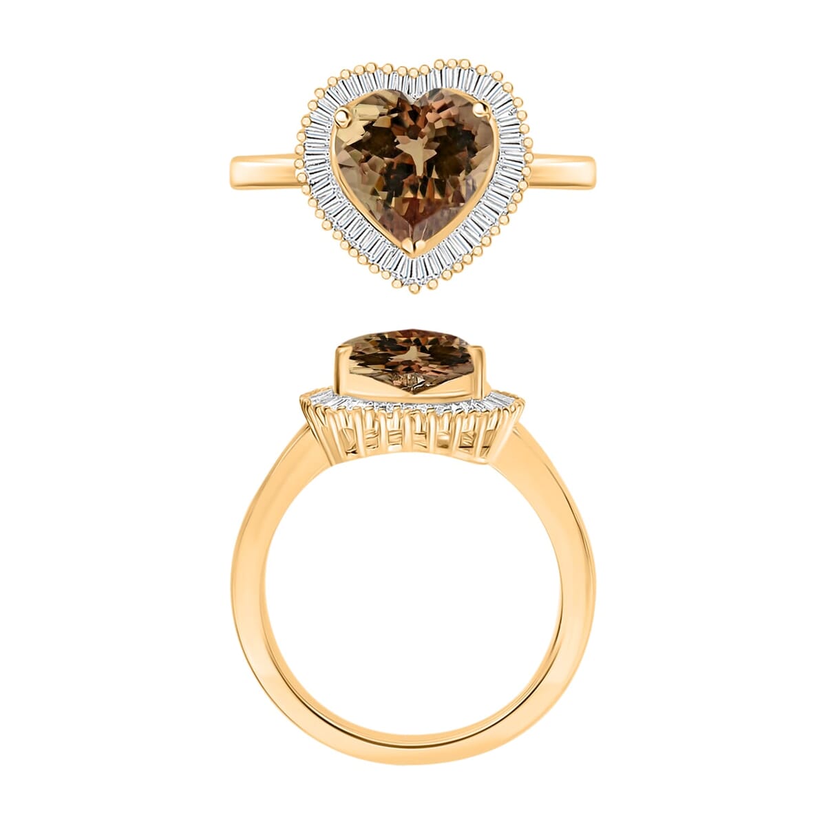 Rhapsody AAAA Turkizite and E-F VS2 Diamond Heart Ring in 18K Yellow Gold (Size 9.0) 5.70 Grams 2.40 ctw image number 3