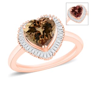 Rhapsody AAAA Turkizite and E-F VS2 Diamond Heart Ring in 18K Rose Gold (Size 10.0) 5.70 Grams 2.40 ctw