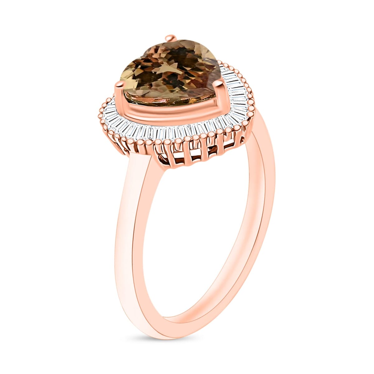 Rhapsody AAAA Turkizite and E-F VS2 Diamond Heart Ring in 18K Rose Gold (Size 10.0) 5.70 Grams 2.40 ctw image number 2
