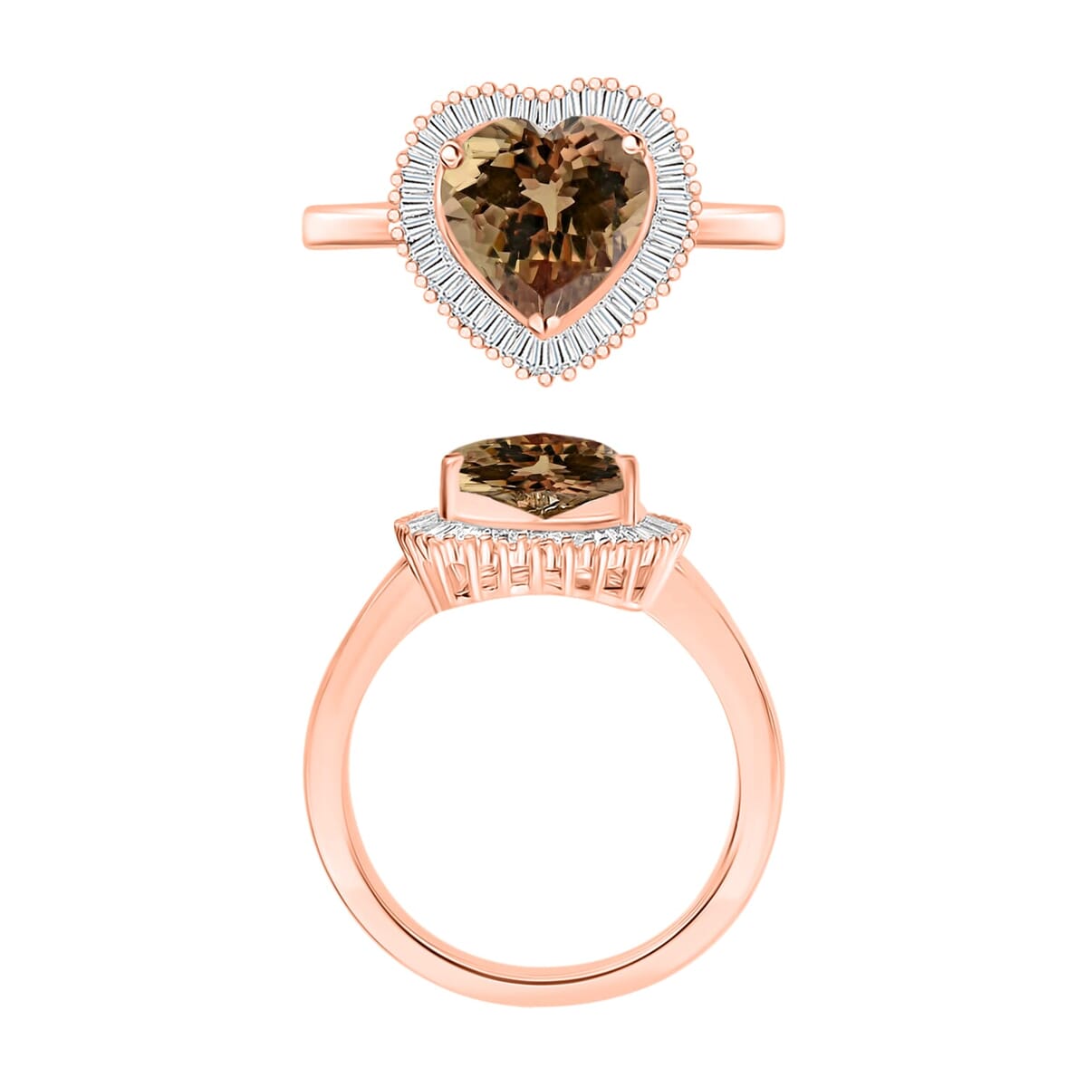 Rhapsody AAAA Turkizite and E-F VS2 Diamond Heart Ring in 18K Rose Gold (Size 10.0) 5.70 Grams 2.40 ctw image number 3