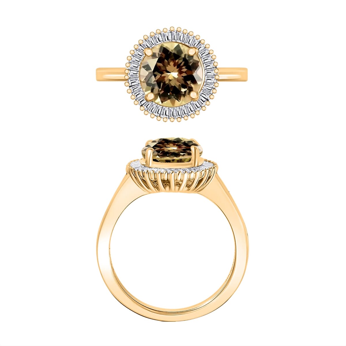 Rhapsody AAAA Turkizite and E-F VS2 Diamond Ring in 18K Yellow Gold (Size 5.0) 5.30 Grams 2.47 ctw image number 3