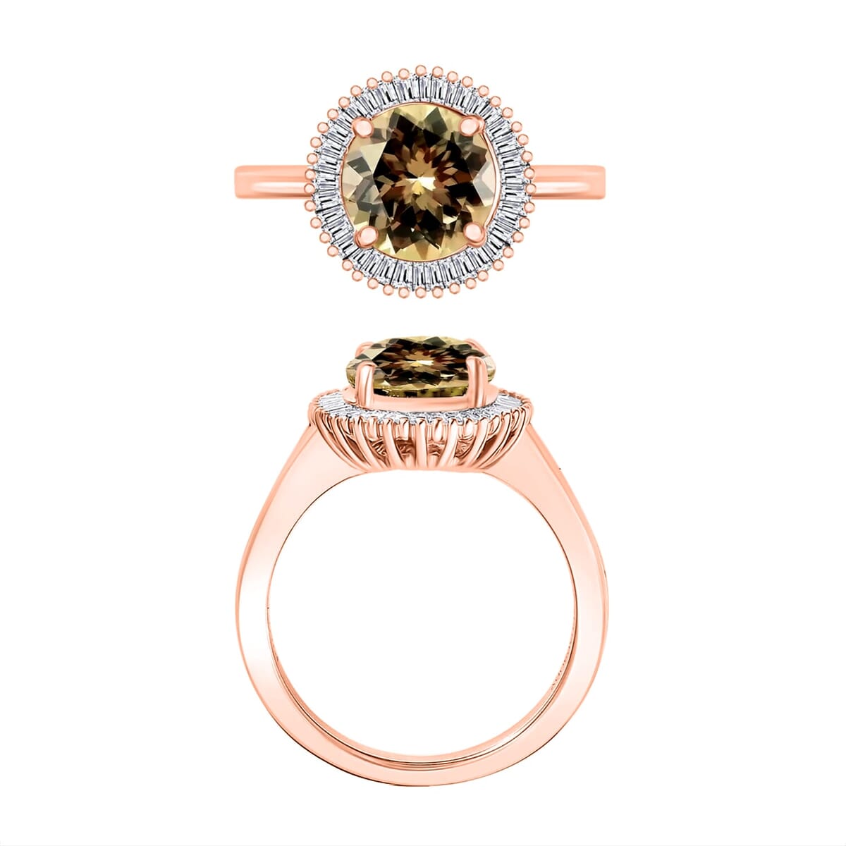 Rhapsody AAAA Turkizite and E-F VS2 Diamond Ring in 18K Rose Gold (Size 7.0) 5.30 Grams 2.47 ctw image number 3