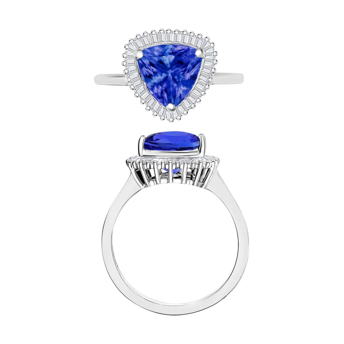 Rhapsody AAAA Tanzanite and E-F VS2 Diamond Ring in 18K White Gold (Size 5.5) 5.70 Grams 2.51 ctw image number 3