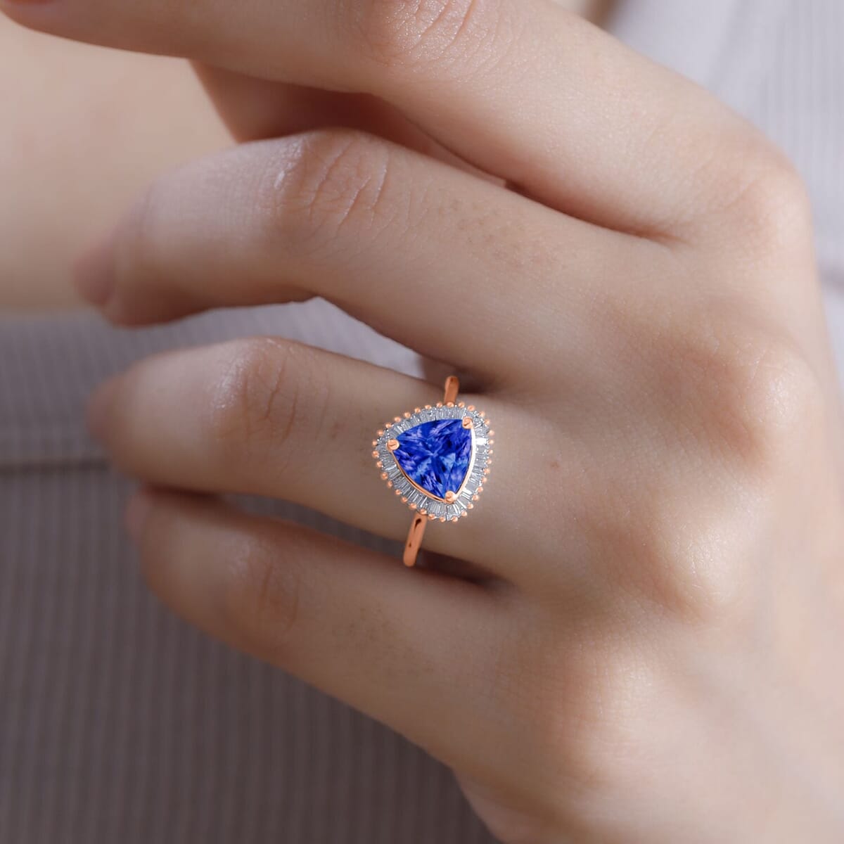 Rhapsody AAAA Tanzanite and E-F VS2 Diamond Ring in 18K Rose Gold (Size 12.0) 5.70 Grams 2.51 ctw image number 1