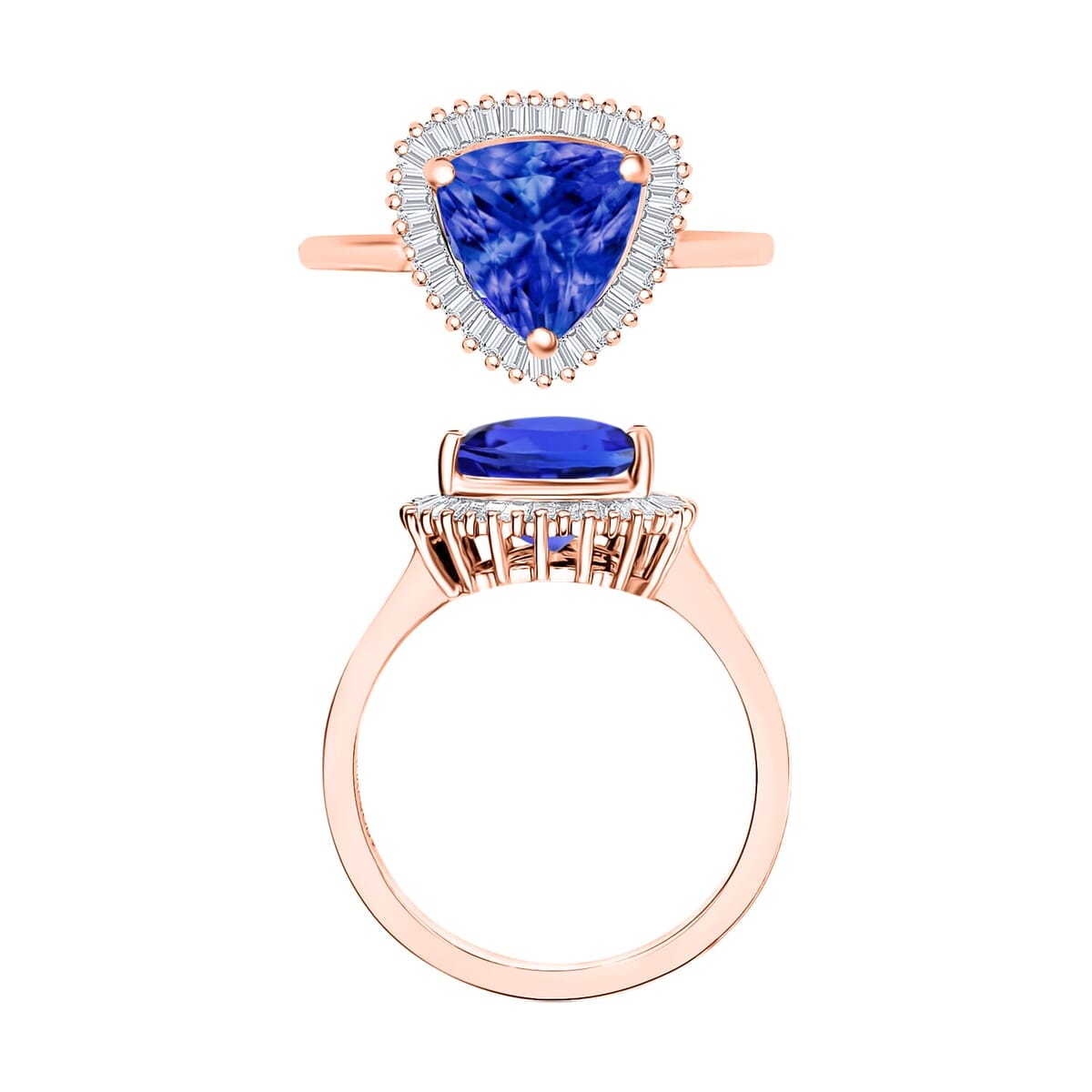 Rhapsody AAAA Tanzanite and E-F VS2 Diamond Ring in 18K Rose Gold (Size 12.0) 5.70 Grams 2.51 ctw image number 3