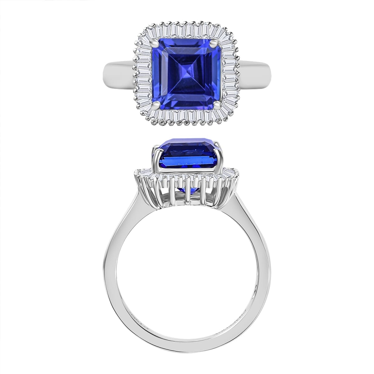 Rhapsody AAAA Tanzanite and E-F VS2 Diamond Ring in 18K White Gold (Size 9.0) 5.80 Grams 2.85 ctw image number 3