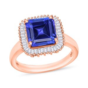 Rhapsody AAAA Tanzanite and E-F VS2 Diamond Ring in 18K Rose Gold (Size 12.0) 5.80 Grams 2.85 ctw