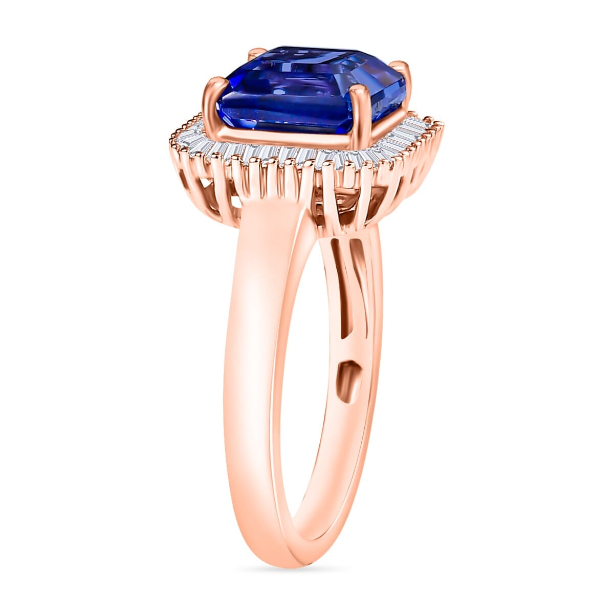 Rhapsody AAAA Tanzanite and E-F VS2 Diamond Ring in 18K Rose Gold (Size 12.0) 5.80 Grams 2.85 ctw image number 2
