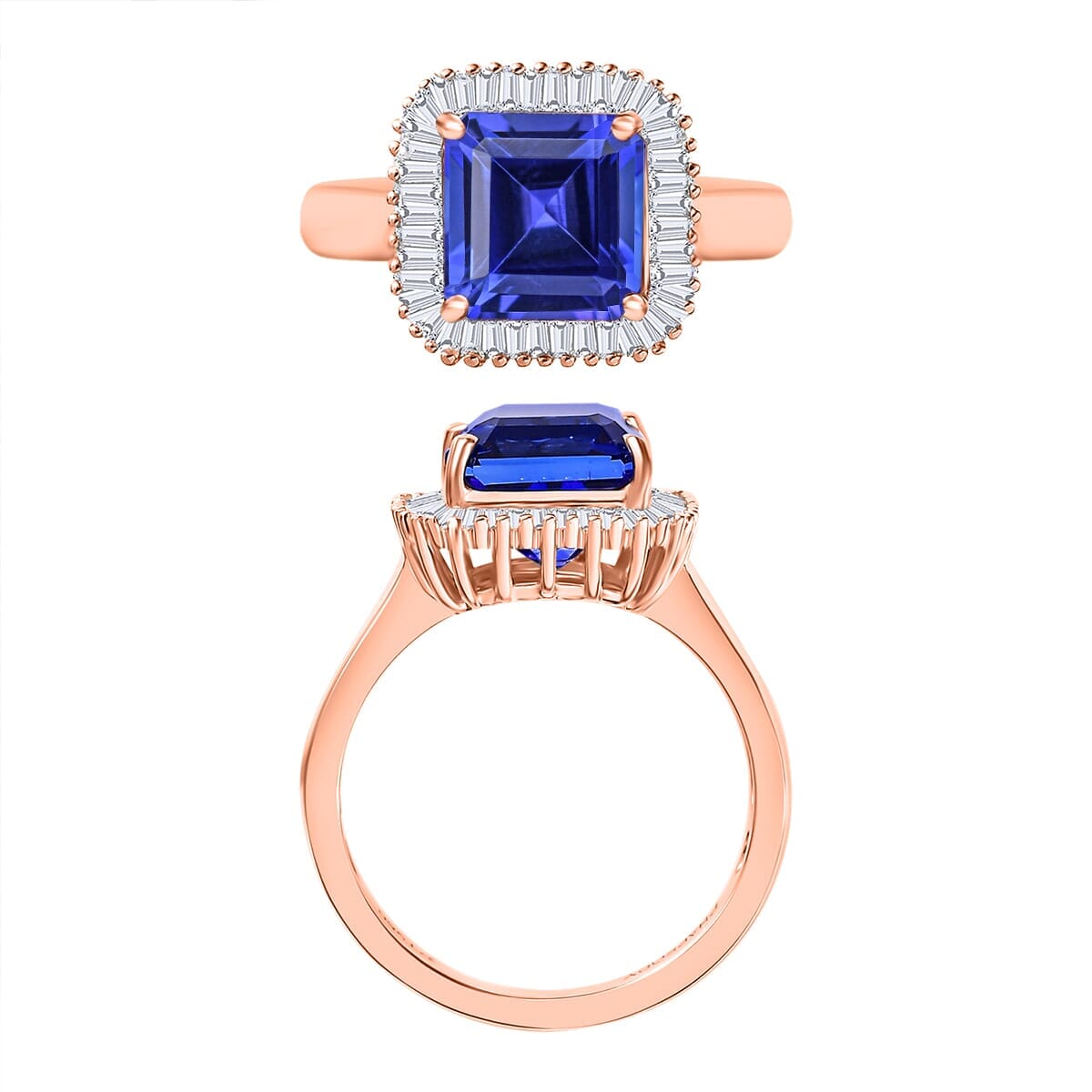 Rhapsody AAAA Tanzanite and E-F VS2 Diamond Ring in 18K Rose Gold (Size 12.0) 5.80 Grams 2.85 ctw image number 3