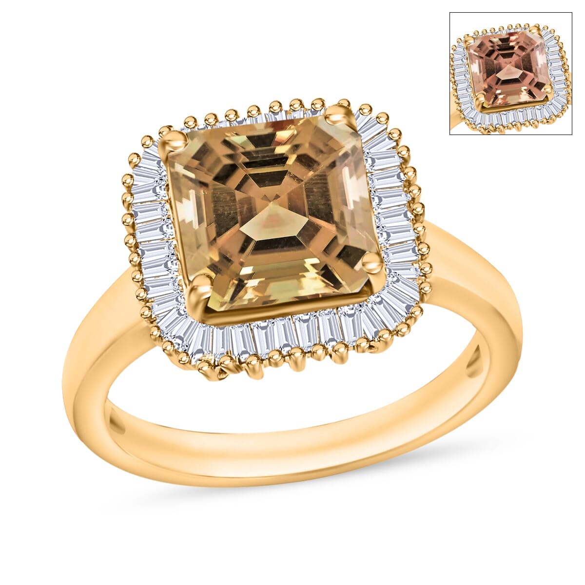 Rhapsody AAAA Turkizite and E-F VS2 Diamond Ring in 18K Yellow Gold (Size 7.5) 5.80 Grams 2.85 ctw image number 0